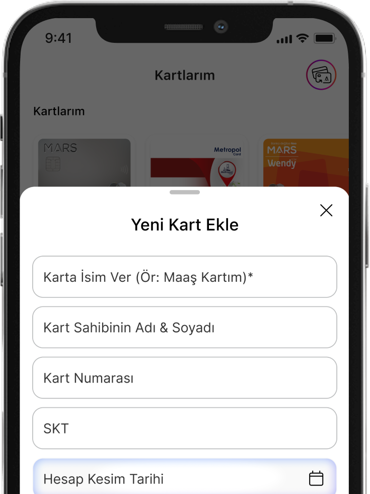Kartlarını Ekle